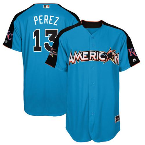 Royals #13 Salvador Perez Blue All-Star American League Stitched Youth MLB Jersey